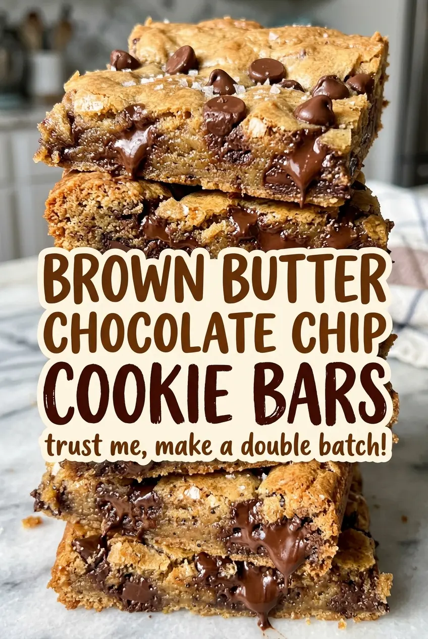 Brown Butter Chocolate Chip Cookie Bars, soft and golden