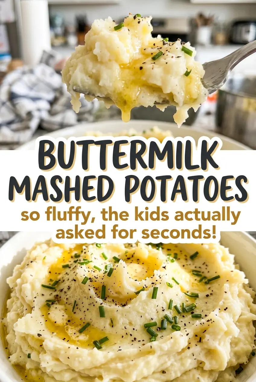 Buttermilk mashed potatoes buttery, fluffy side