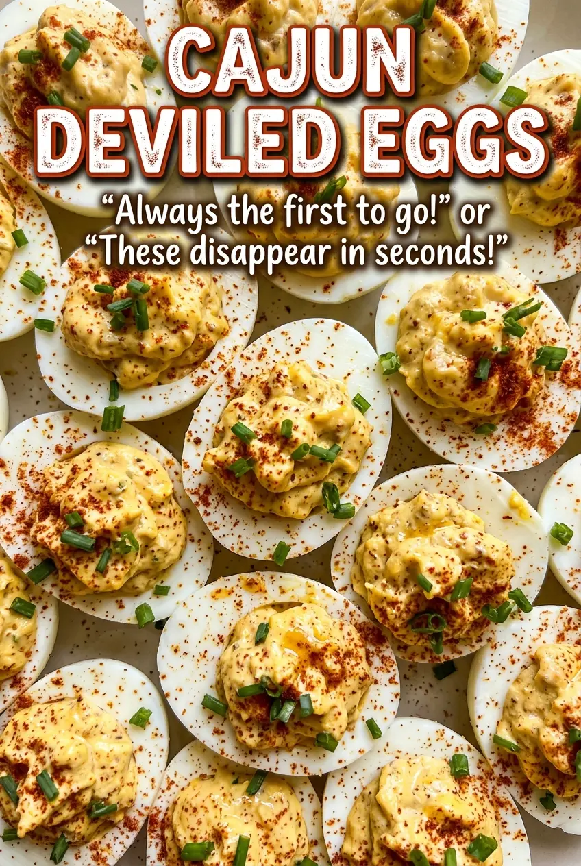 Cajun deviled eggs with creamy, tangy filling