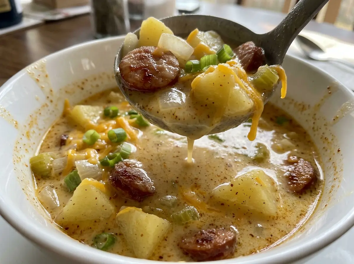Cajun Potato Soup with creamy potatoes