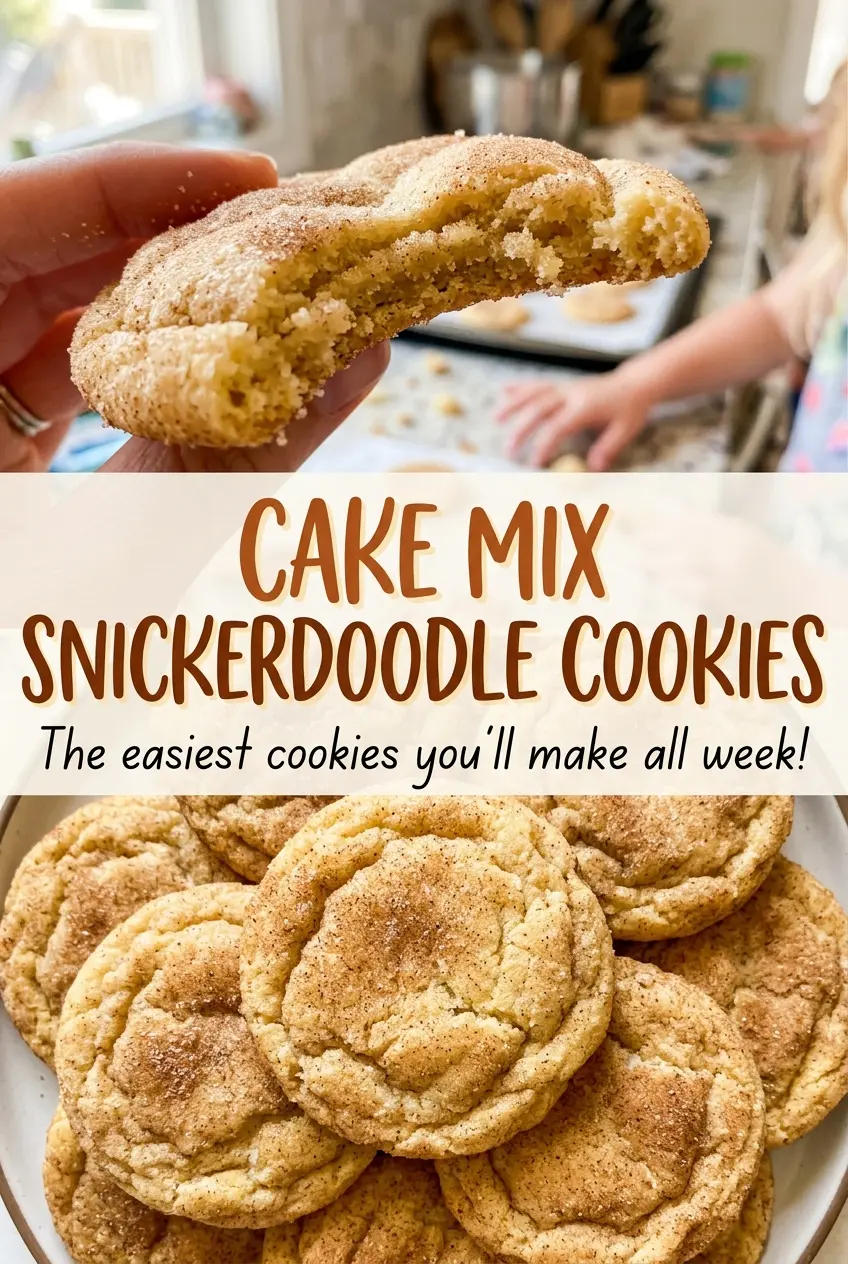 Cake Mix Snickerdoodle Cookies cinnamon-coated tender cookies