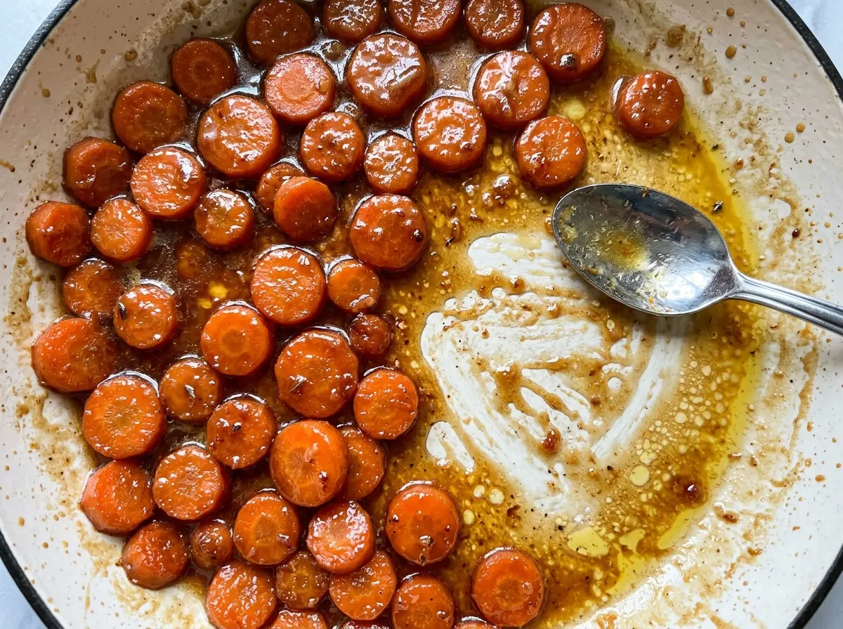Candied carrots glossy brown sugar glaze