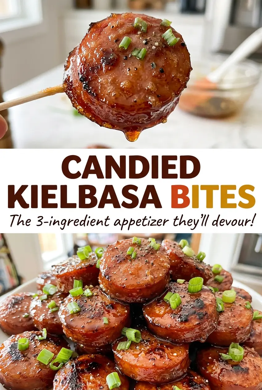 Candied Kielbasa Bites browned sweet glaze