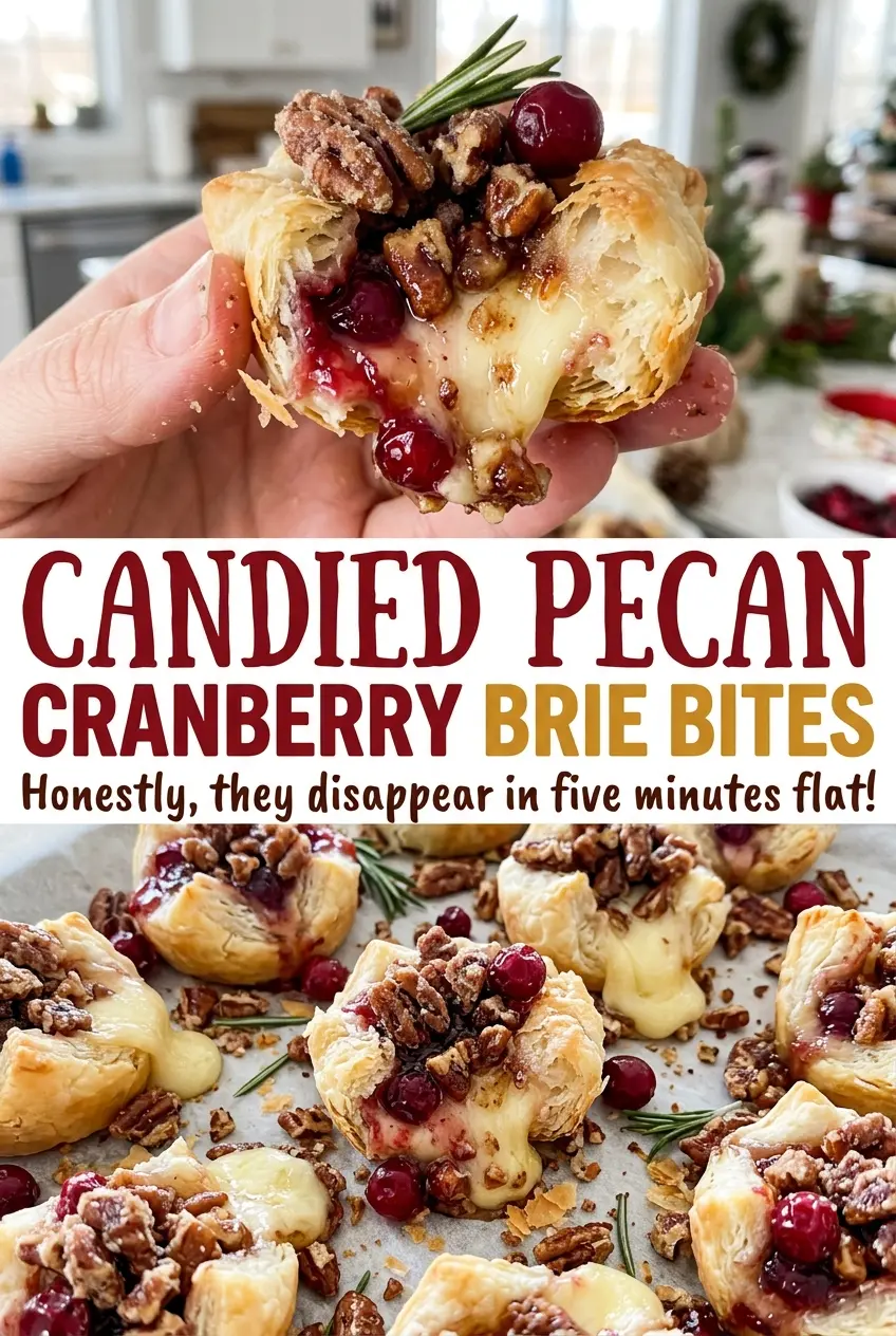 Candied Pecan Cranberry Brie Bites festive savory sweet