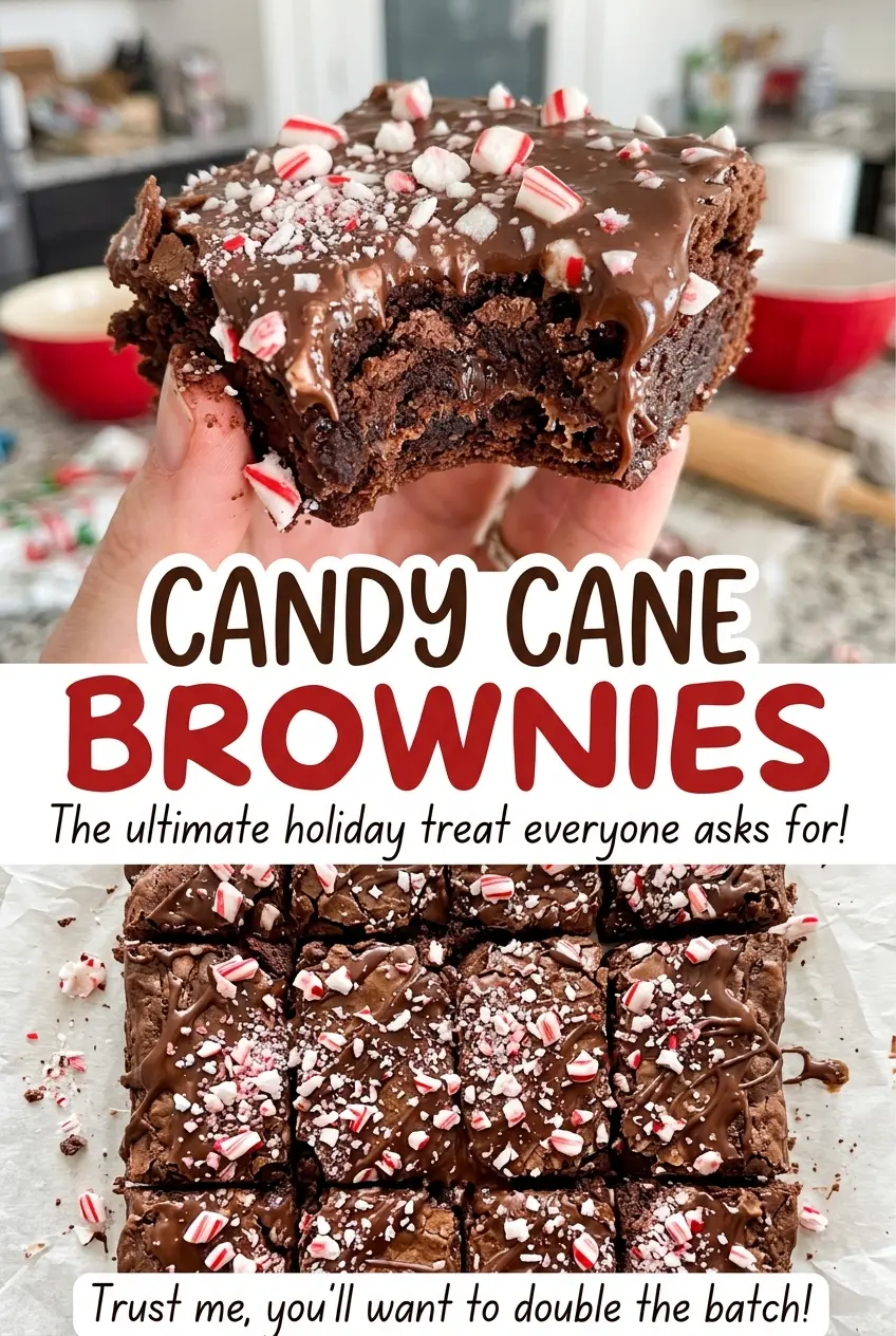 Candy Cane Brownies with peppermint topping