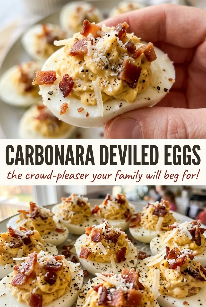 Carbonara Deviled Eggs creamy peppered filling