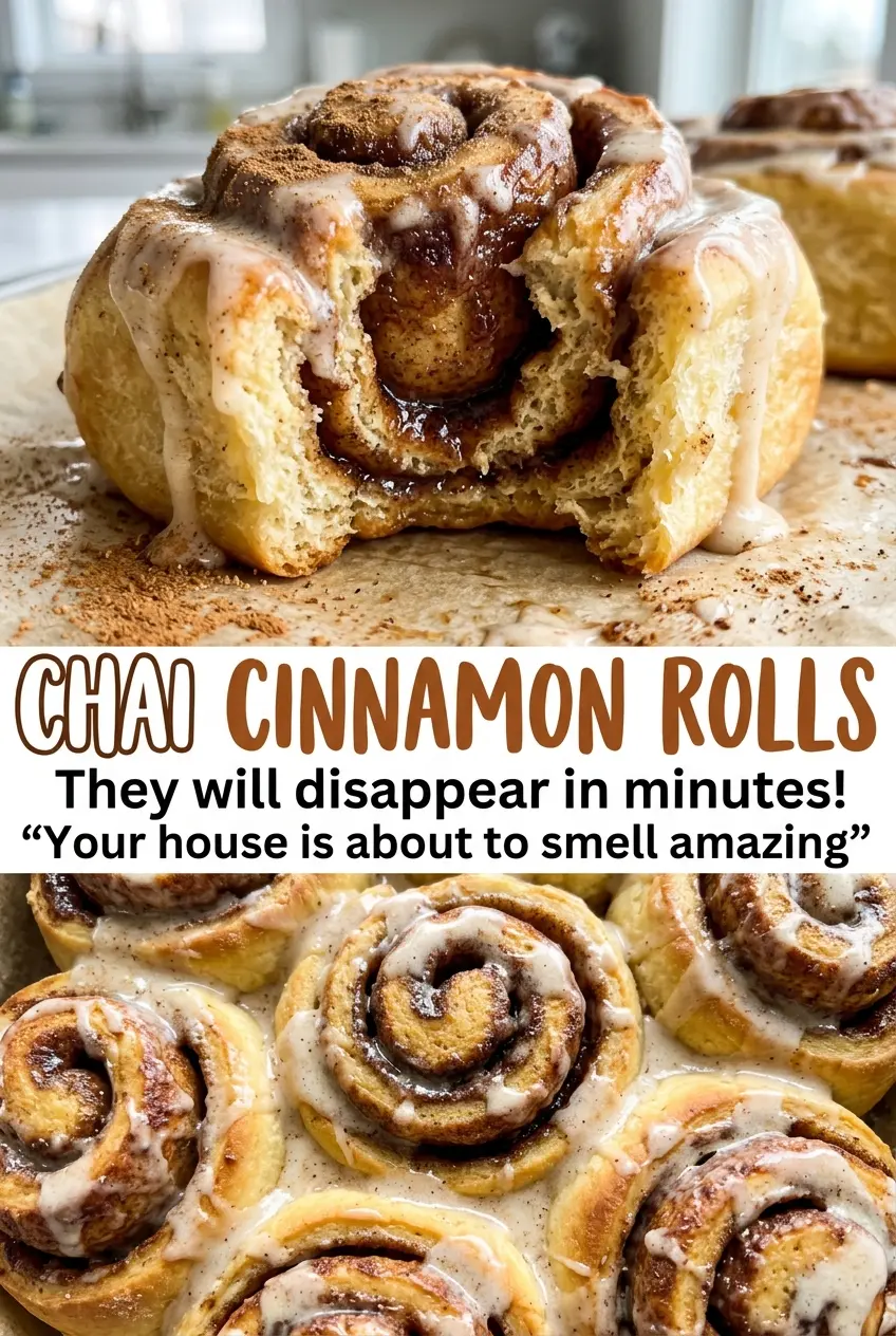Chai Cinnamon Rolls spiced cream cheese glaze