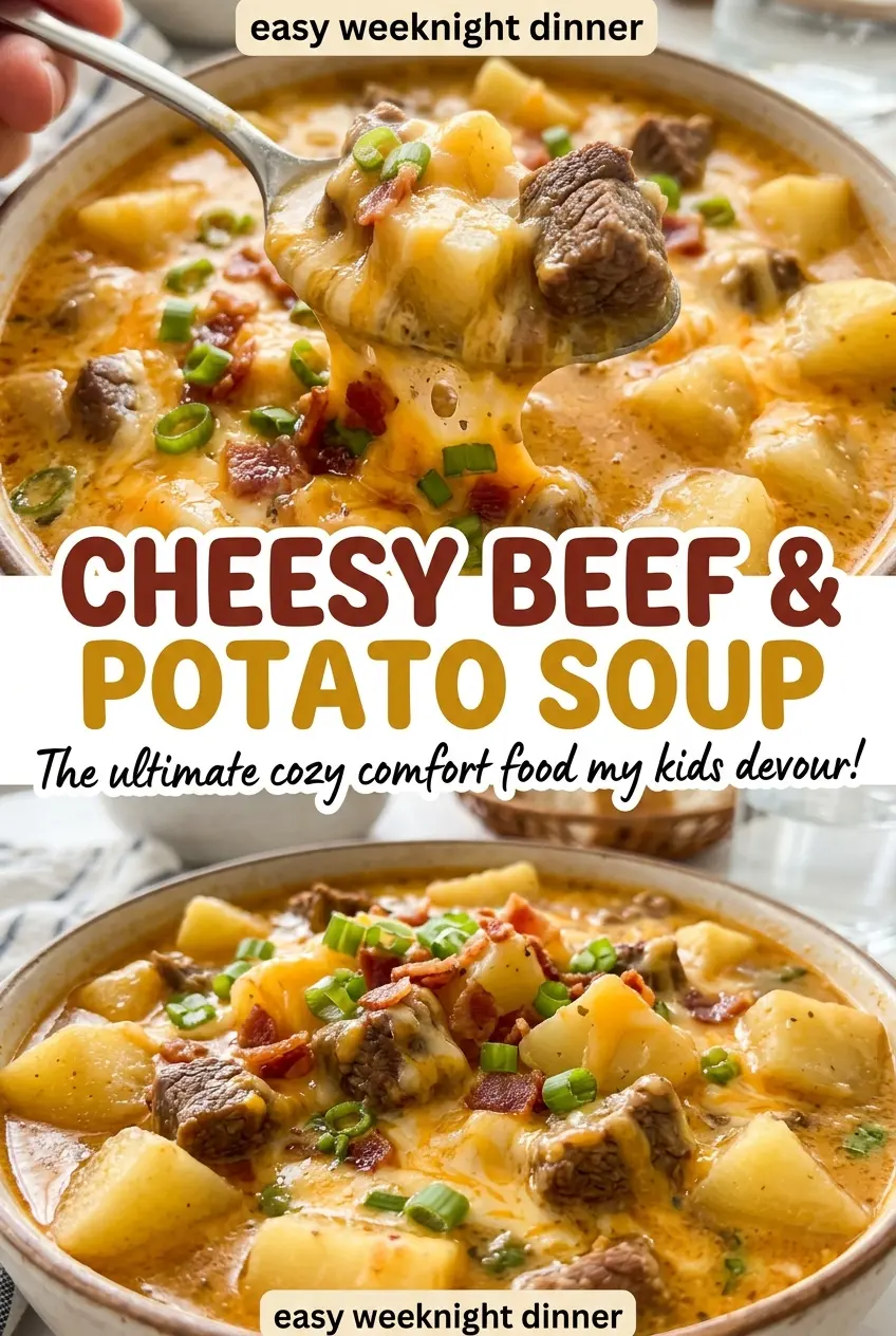 Cheesy Beef And Potato Soup tender cheesy comfort