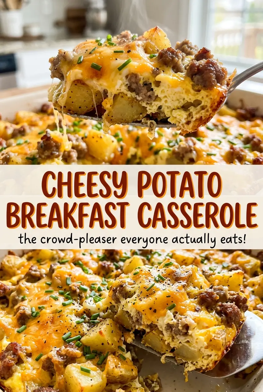 Cheesy Potato Breakfast Casserole sausage cheddar layers