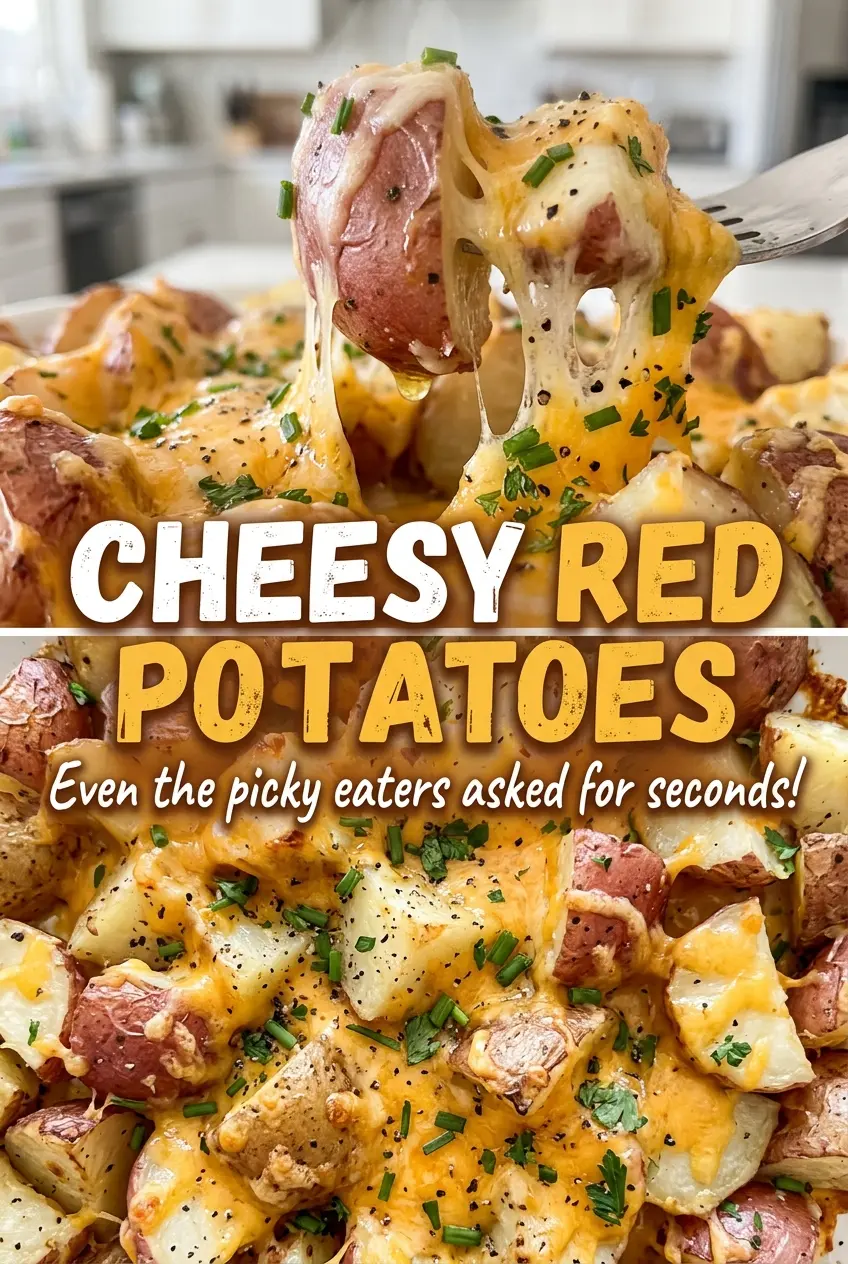 Cheesy red potatoes melted cheddar finish