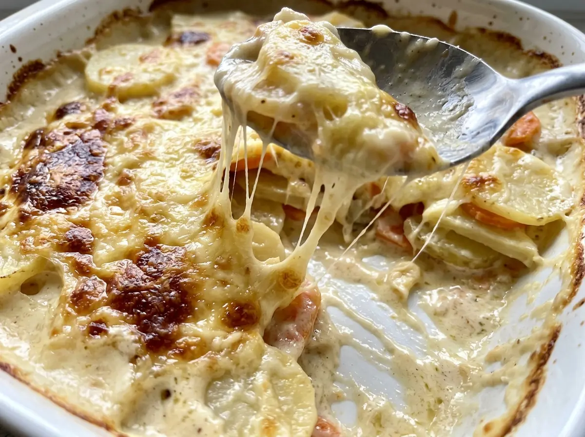 Cheesy Root Vegetable Gratin golden layered roots