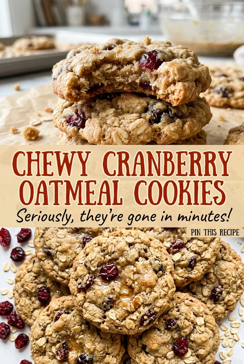 Chewy Cranberry Oatmeal Cookies soft cinnamon tops