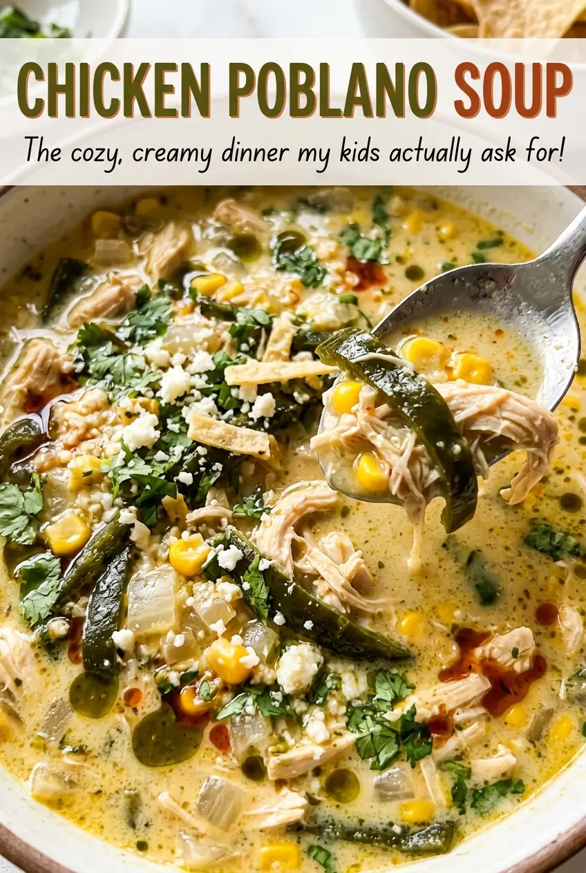 Chicken Poblano Soup smoky creamy closeup