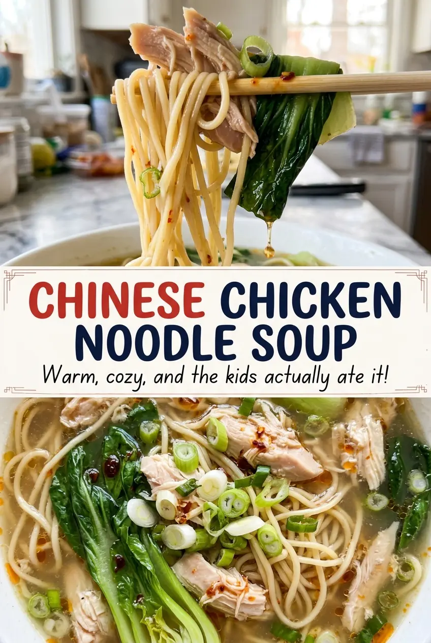 Chinese Chicken Noodle Soup, savory shiitake broth