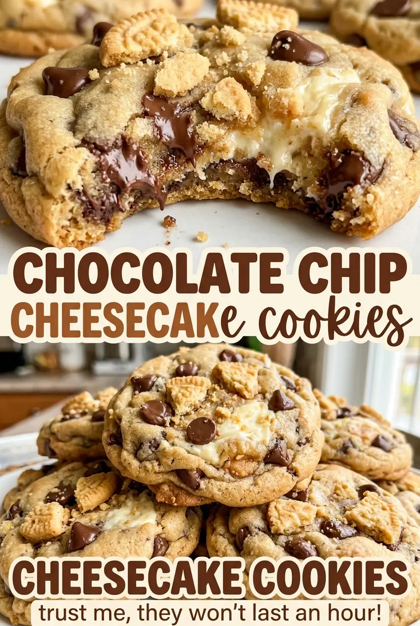 Chocolate Chip Cheesecake Cookies with soft centers
