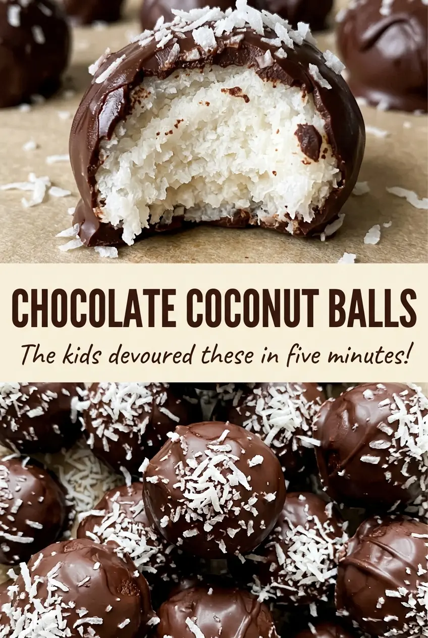 Chocolate Coconut Balls with chewy coconut centers