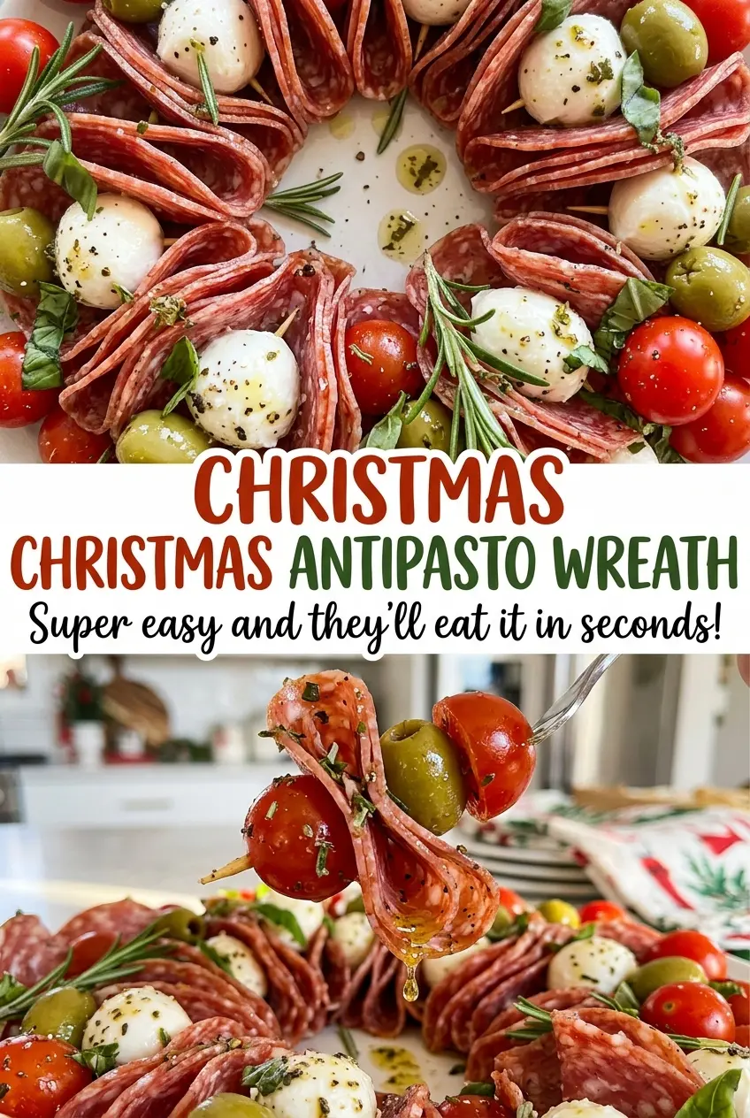 Christmas Antipasto Wreath festive colorful appetizer