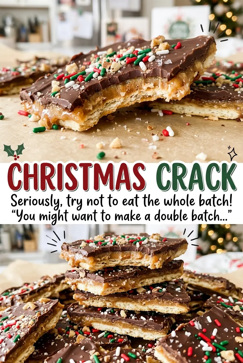 Christmas Crack with crisp saltines and glossy chocolate