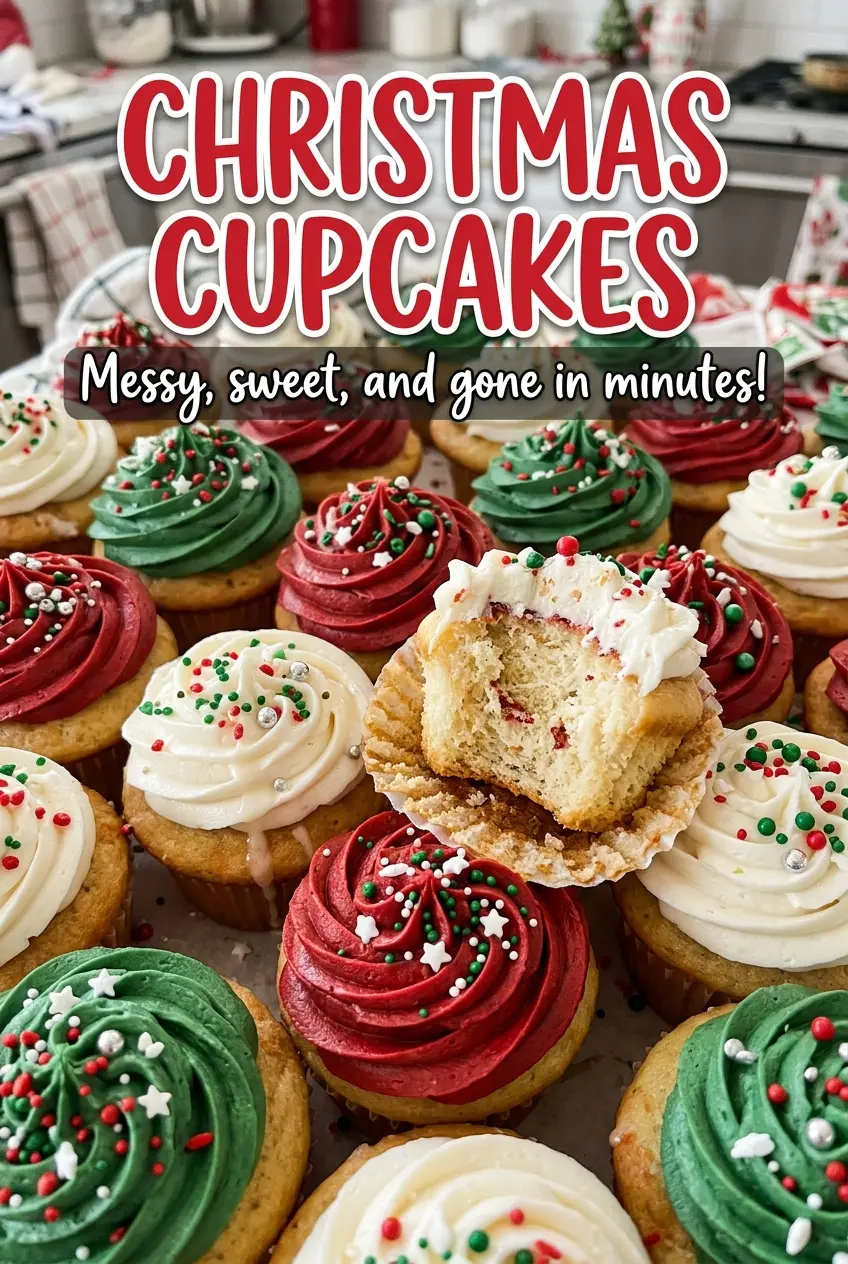 Christmas cupcakes with festive sprinkles