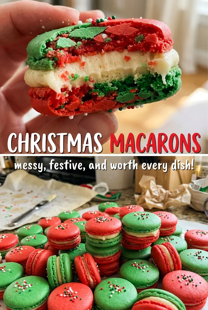 Christmas macarons peppermint candy cane filling