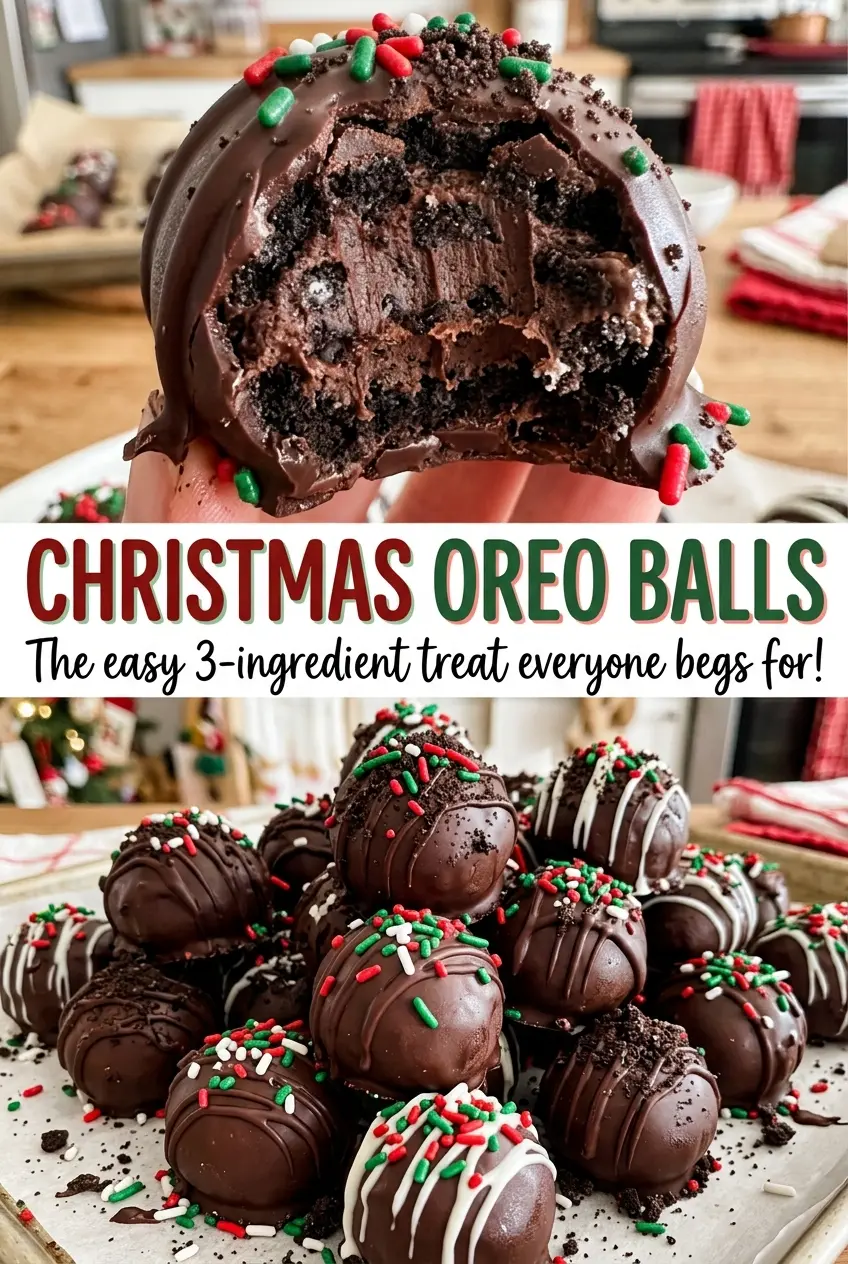 Christmas Oreo balls with festive white coating