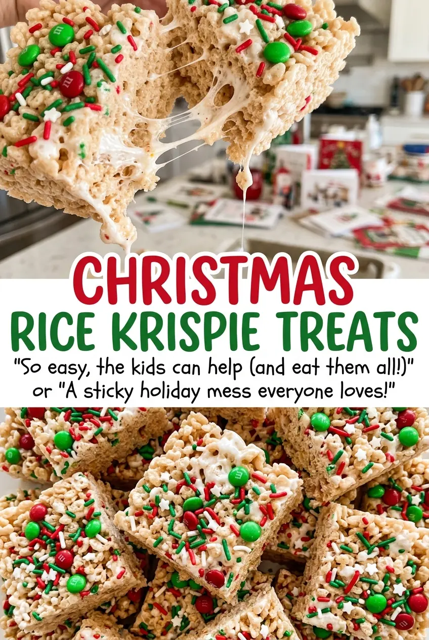 Christmas Rice Krispie Treats colorful candy squares