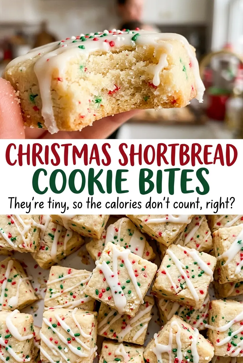 Christmas Shortbread Cookie Bites golden edges festive sugar