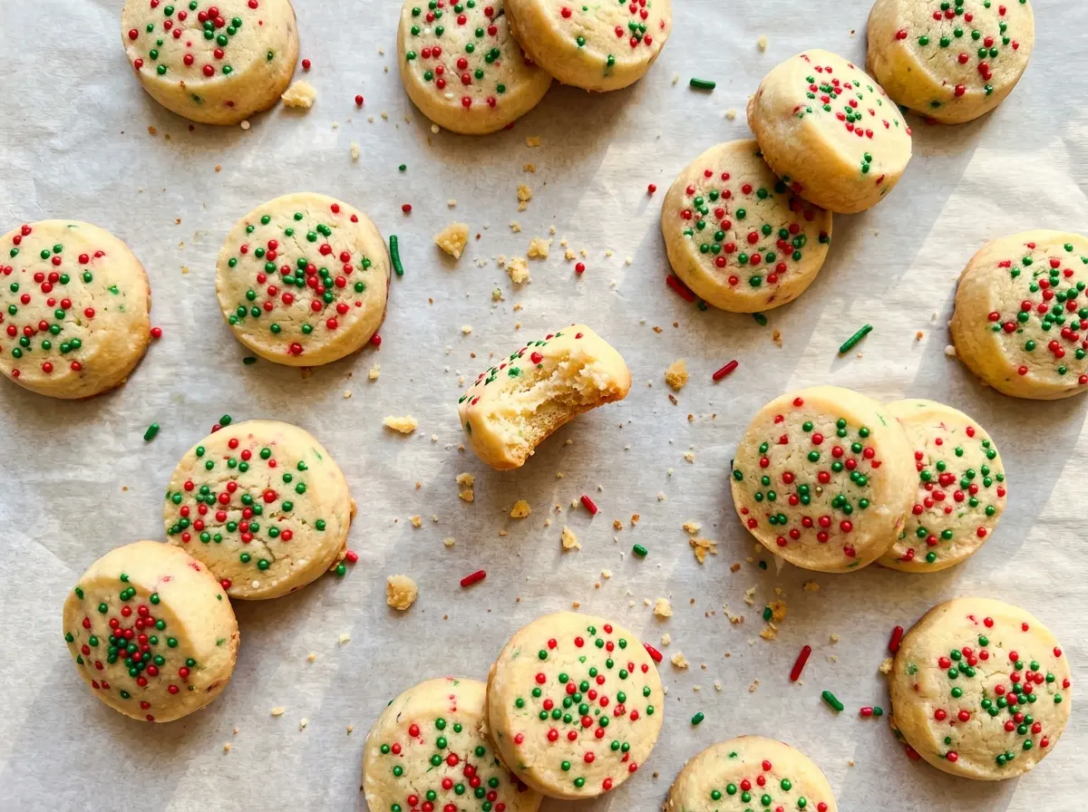Christmas Shortbread Cookie Bites buttery sugar-dusted squares