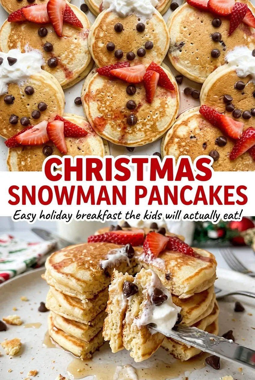 Christmas Snowman Pancakes festive strawberry scarves