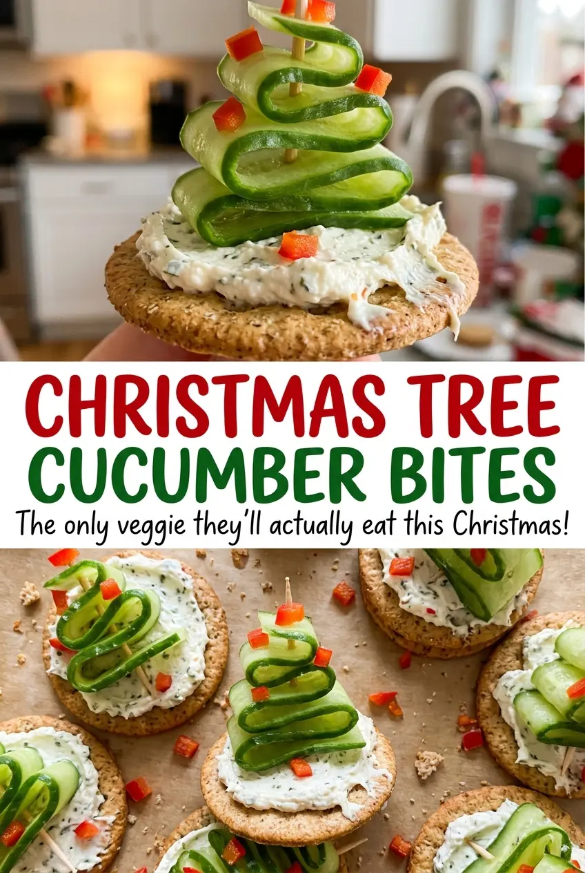 Christmas Tree Cucumber Bites crisp cucumber appetizer