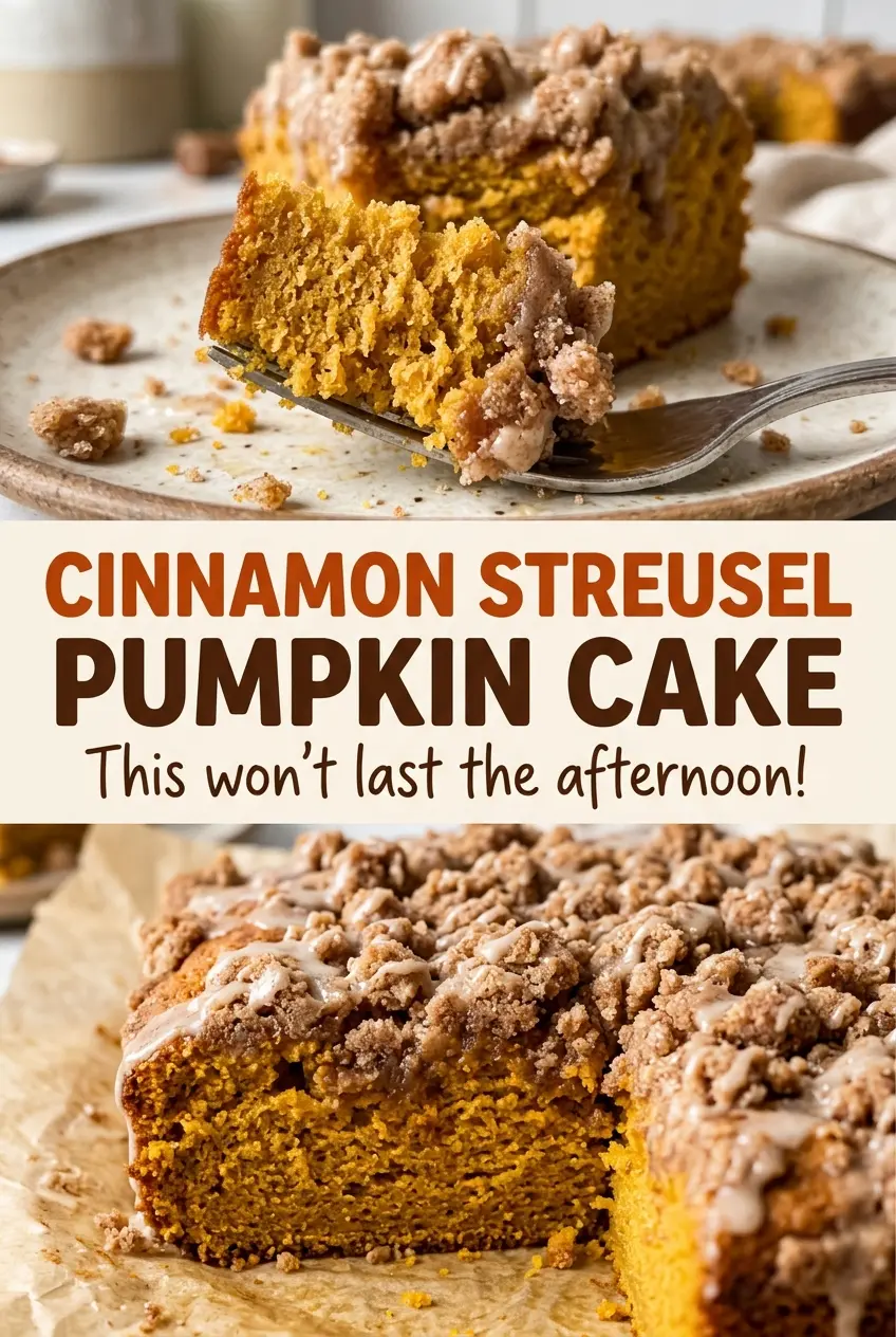 Cinnamon Streusel Pumpkin Cake tender spiced squares