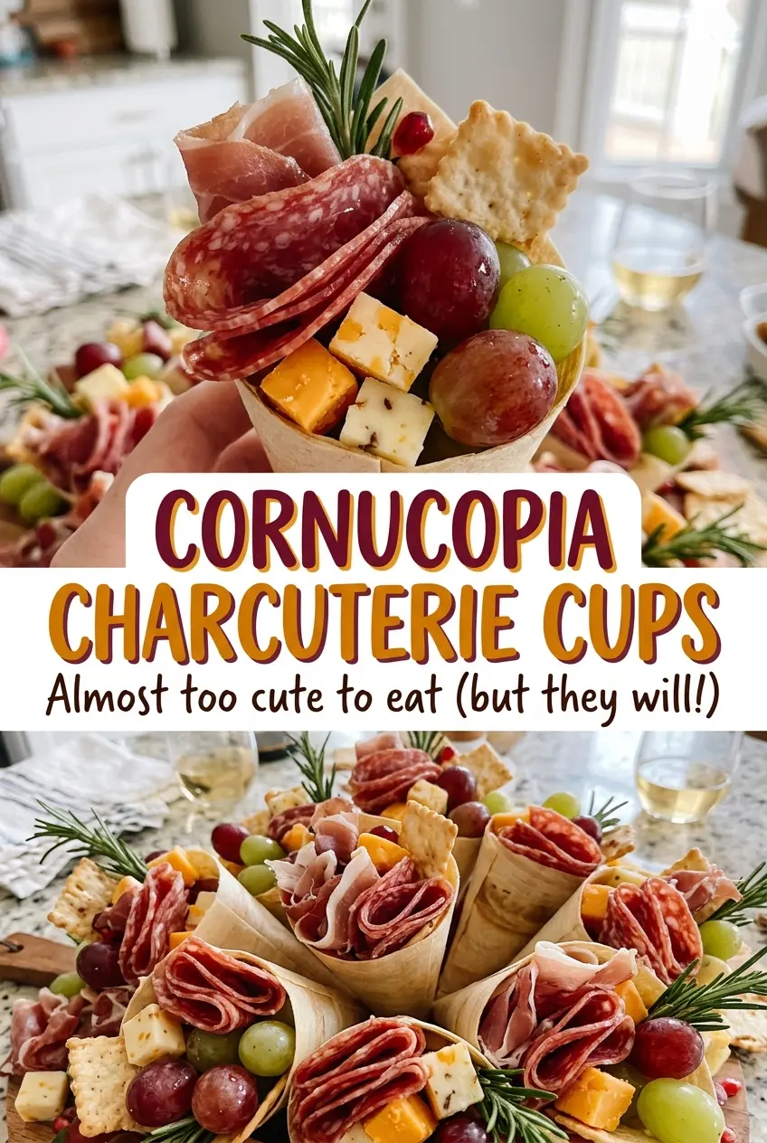 Cornucopia Charcuterie Cups festive snack cups