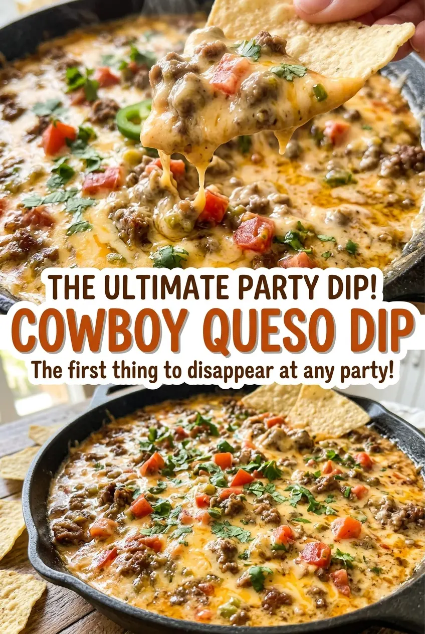 Cowboy queso dip hearty party appetizer