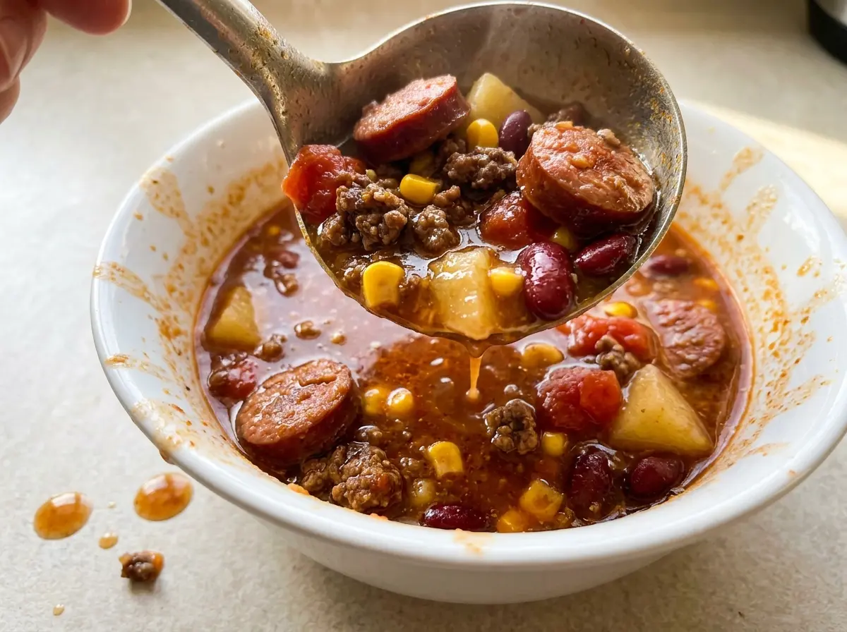 Cowboy Stew with hearty, smoky sausage