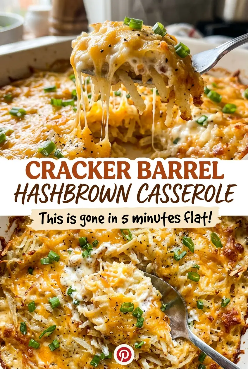 Cracker Barrel Hashbrown Casserole golden cheesy top