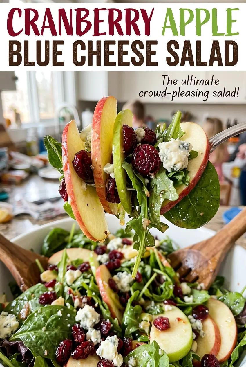 Cranberry Apple Blue Cheese Salad with toasted pecans