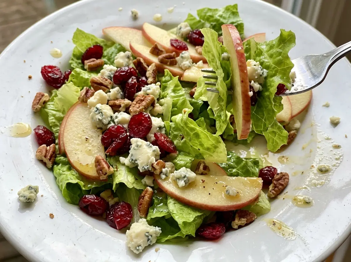 Cranberry Apple Blue Cheese Salad with crisp greens