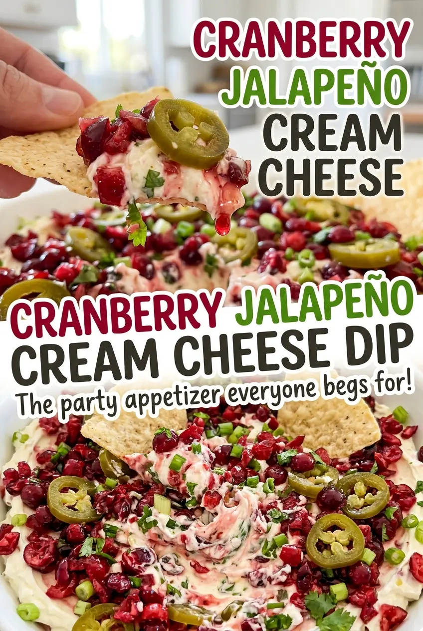 Cranberry Jalapeno Cream Cheese Dip with creamy cranberry relish