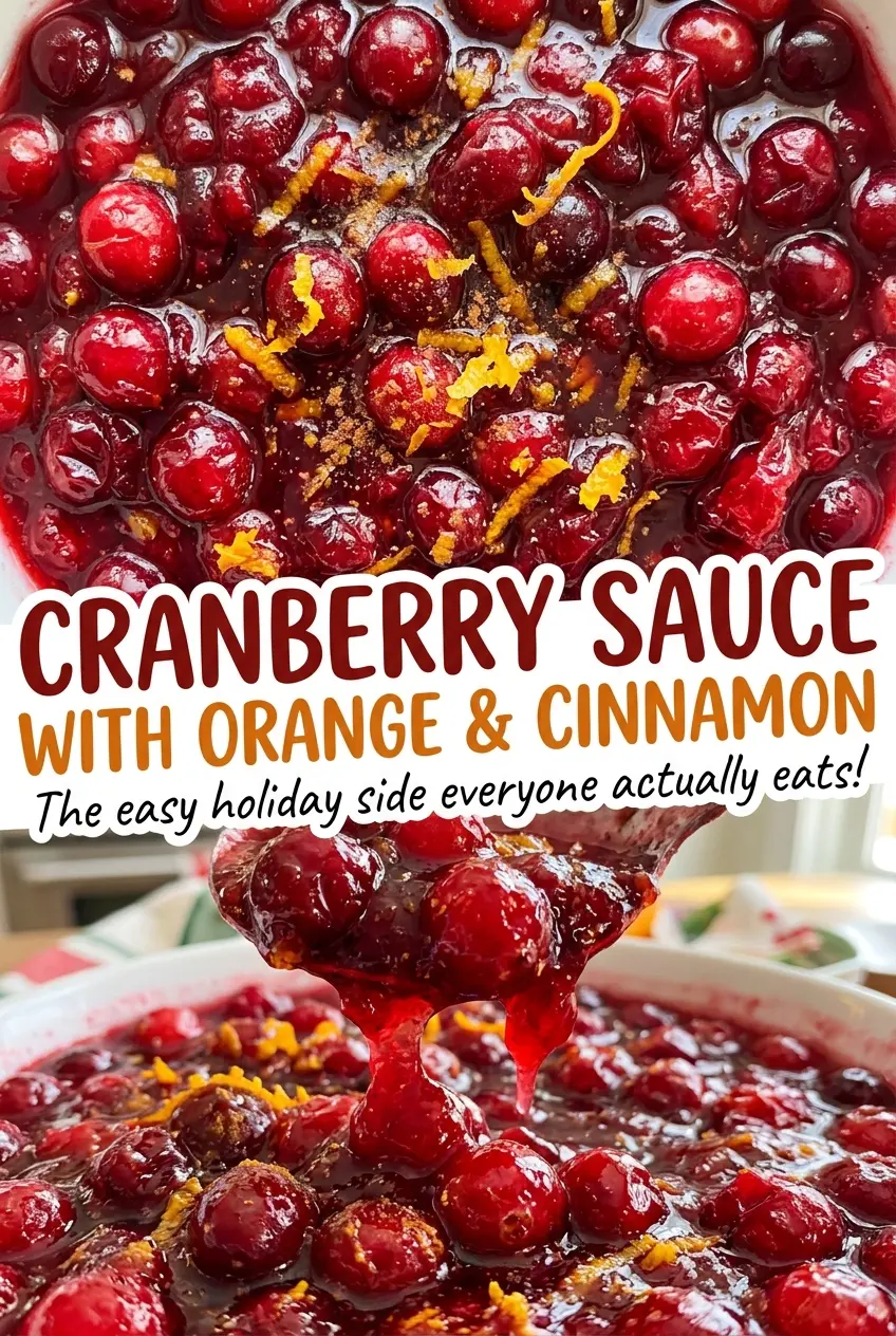 Cranberry sauce with orange and cinnamon, bright and spoonable