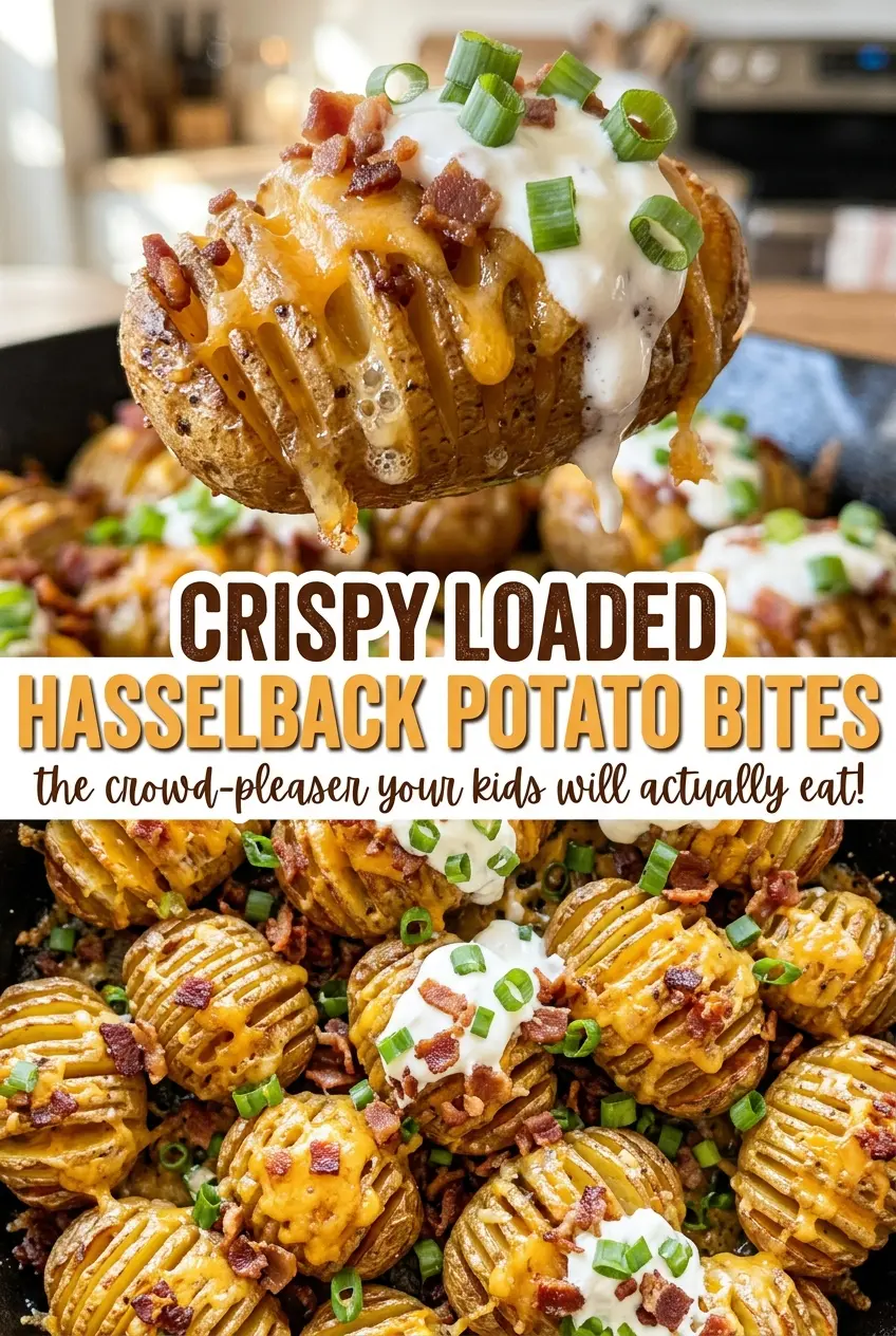 Crispy Loaded Hasselback Potato Bites tender cheesy bites