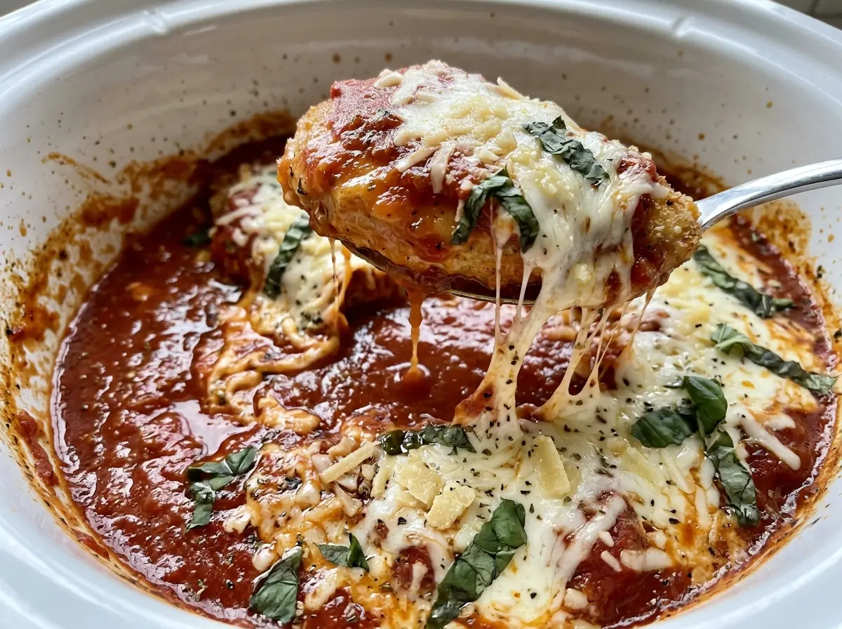 Crock-Pot Chicken Parmesan cheesy saucy chicken