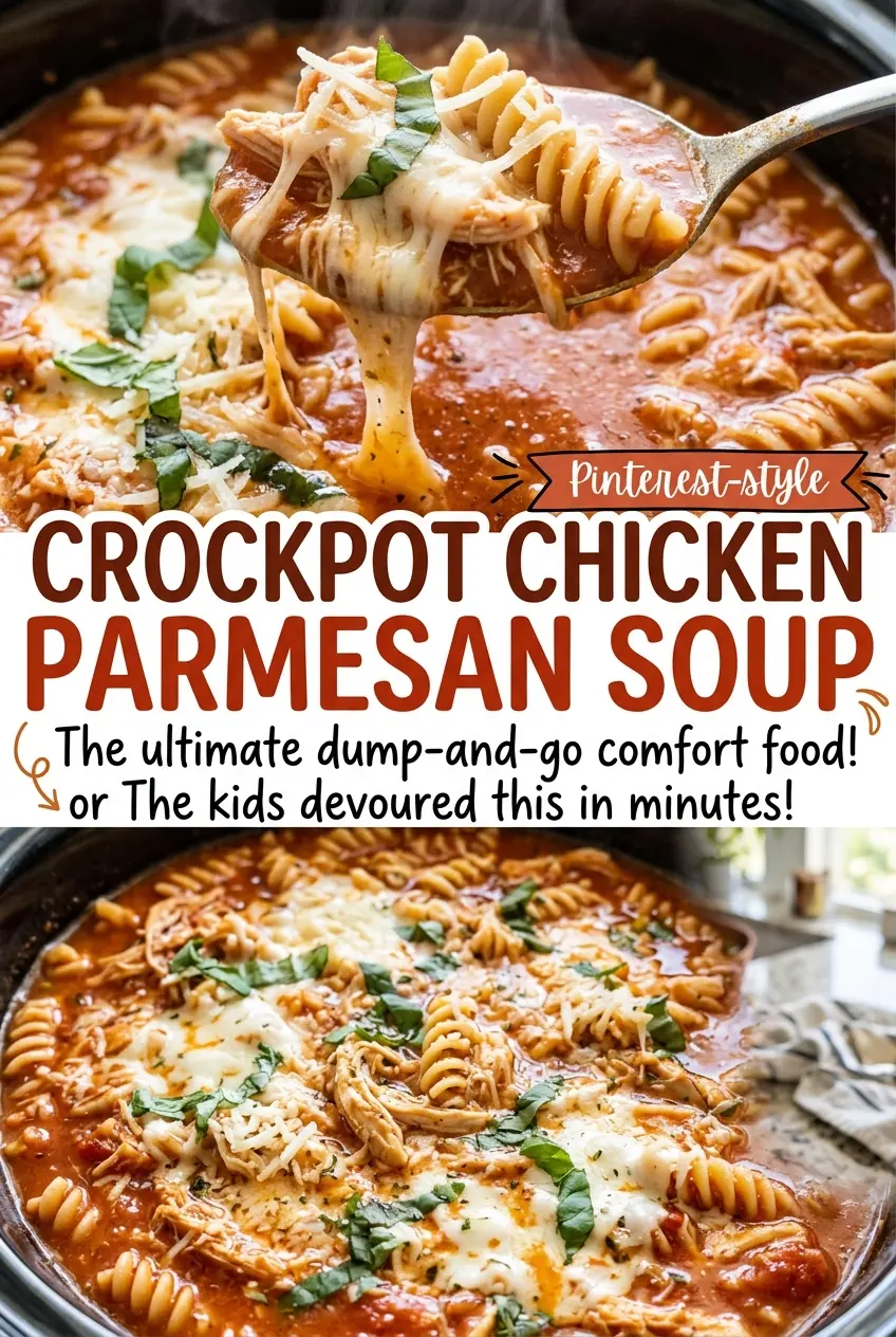 Crockpot Chicken Parmesan Soup hearty penne