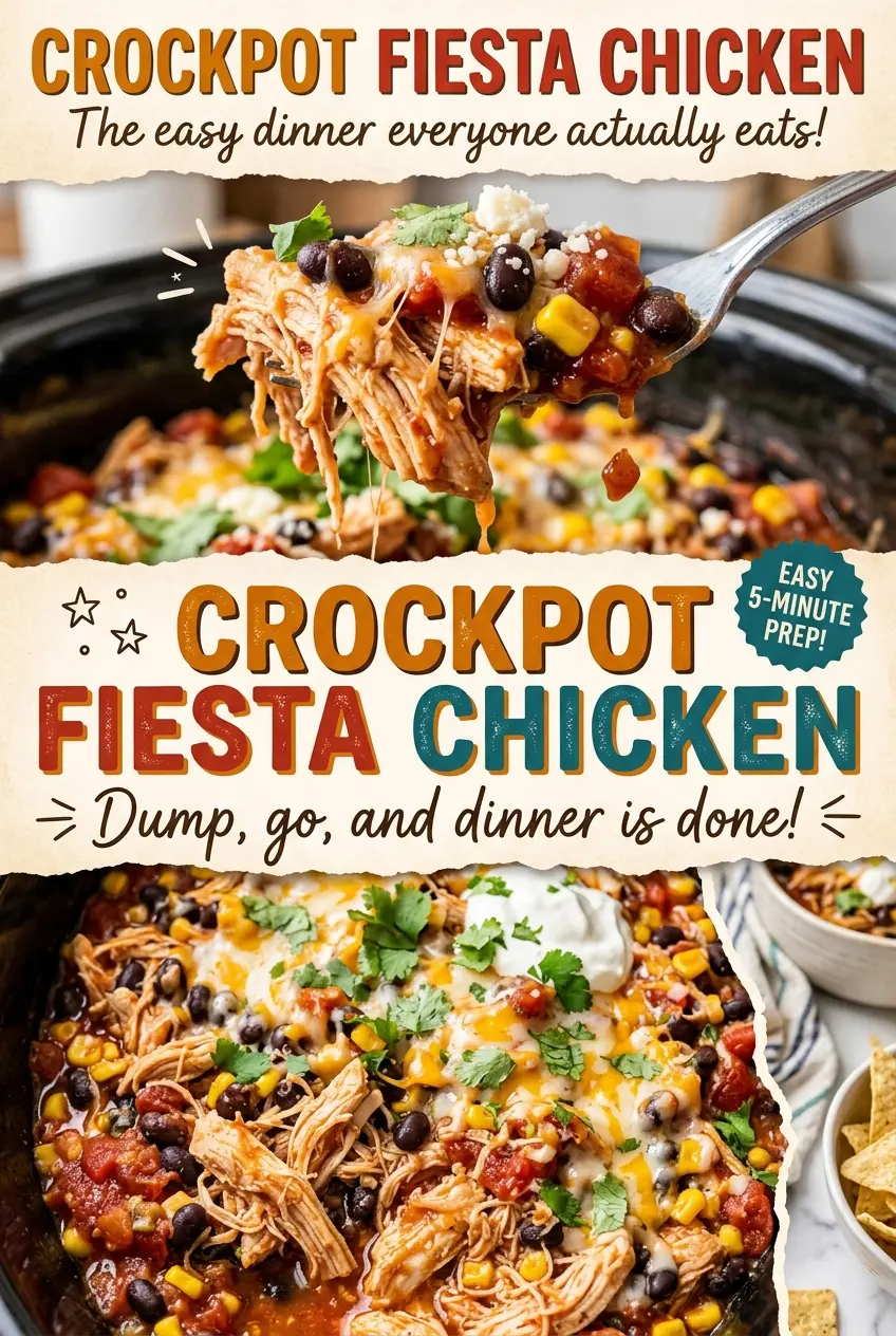 Crockpot Fiesta Chicken creamy shredded chicken