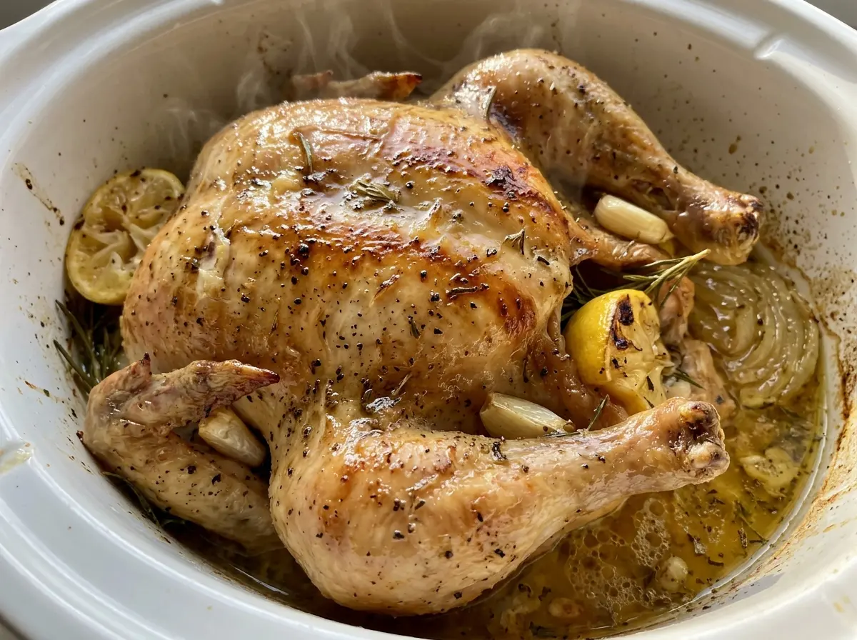 Crockpot Whole Chicken tender savory slow-cooked