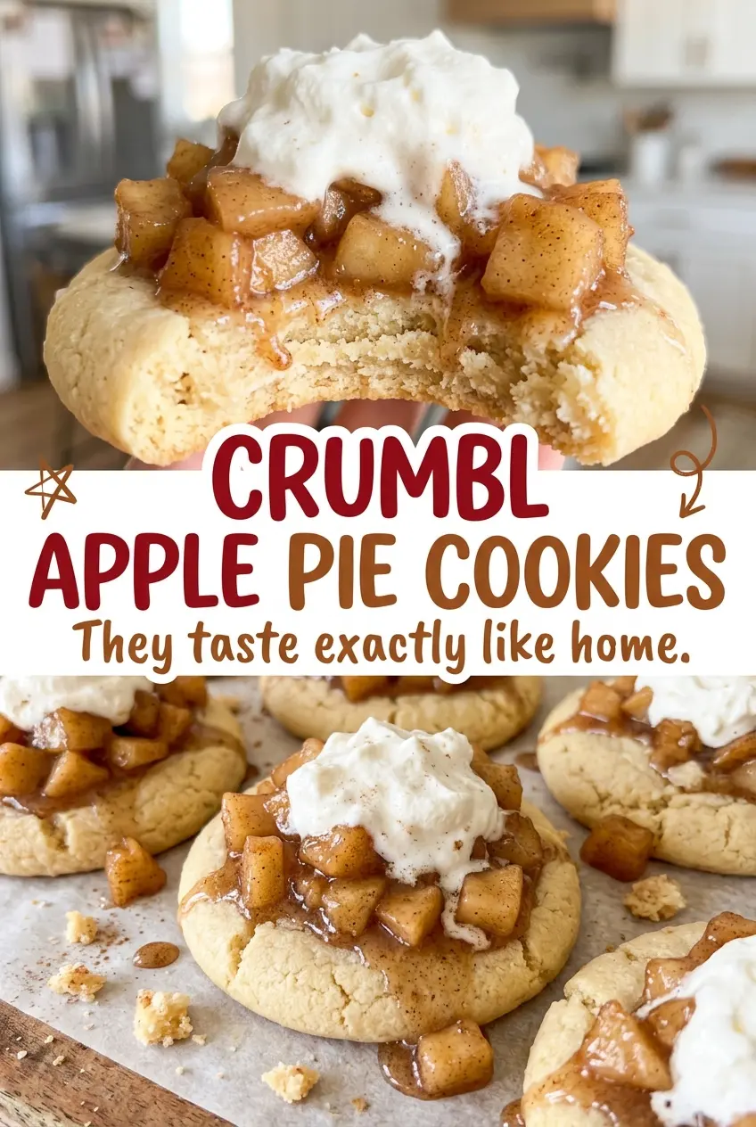 Crumbl Apple Pie Cookies with apple filling and crisp topping
