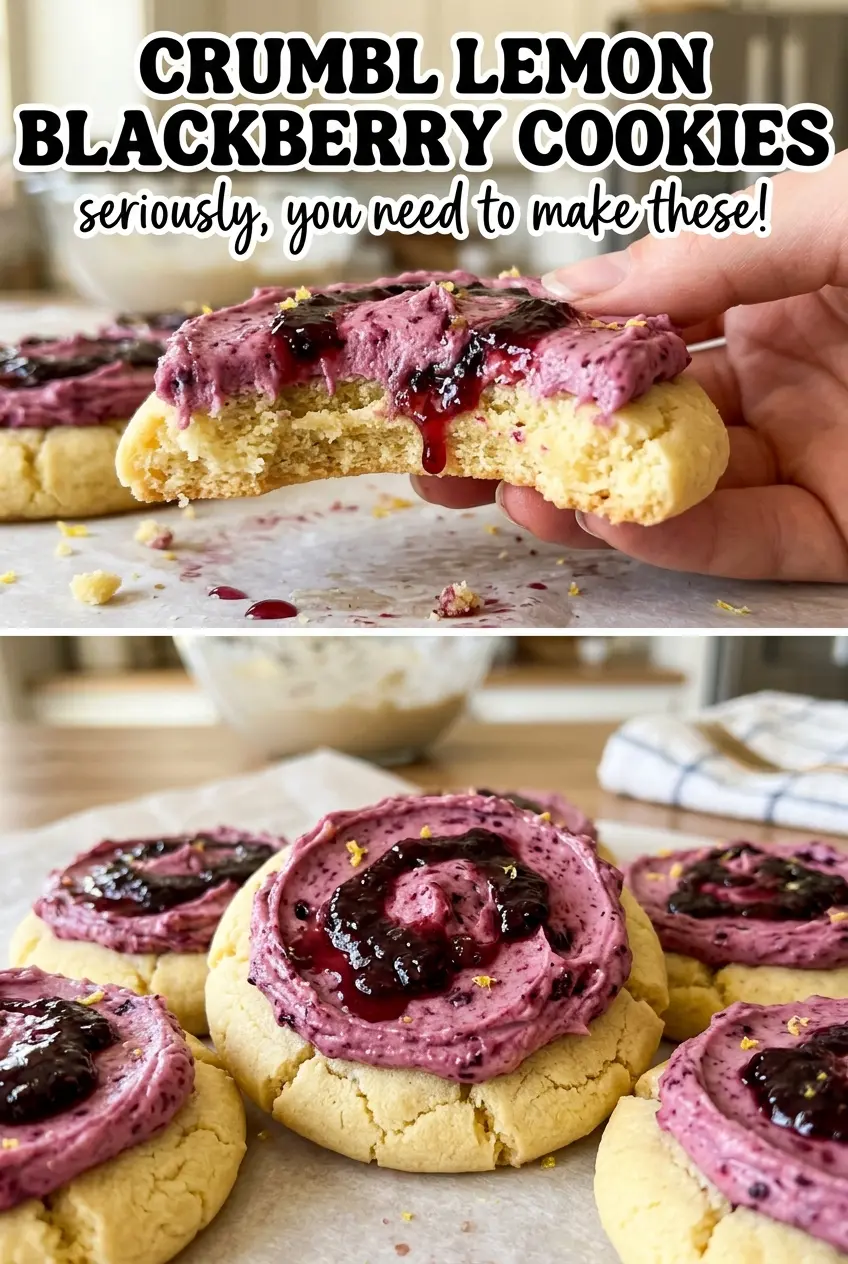 Crumbl Lemon Blackberry Cookies, soft centers