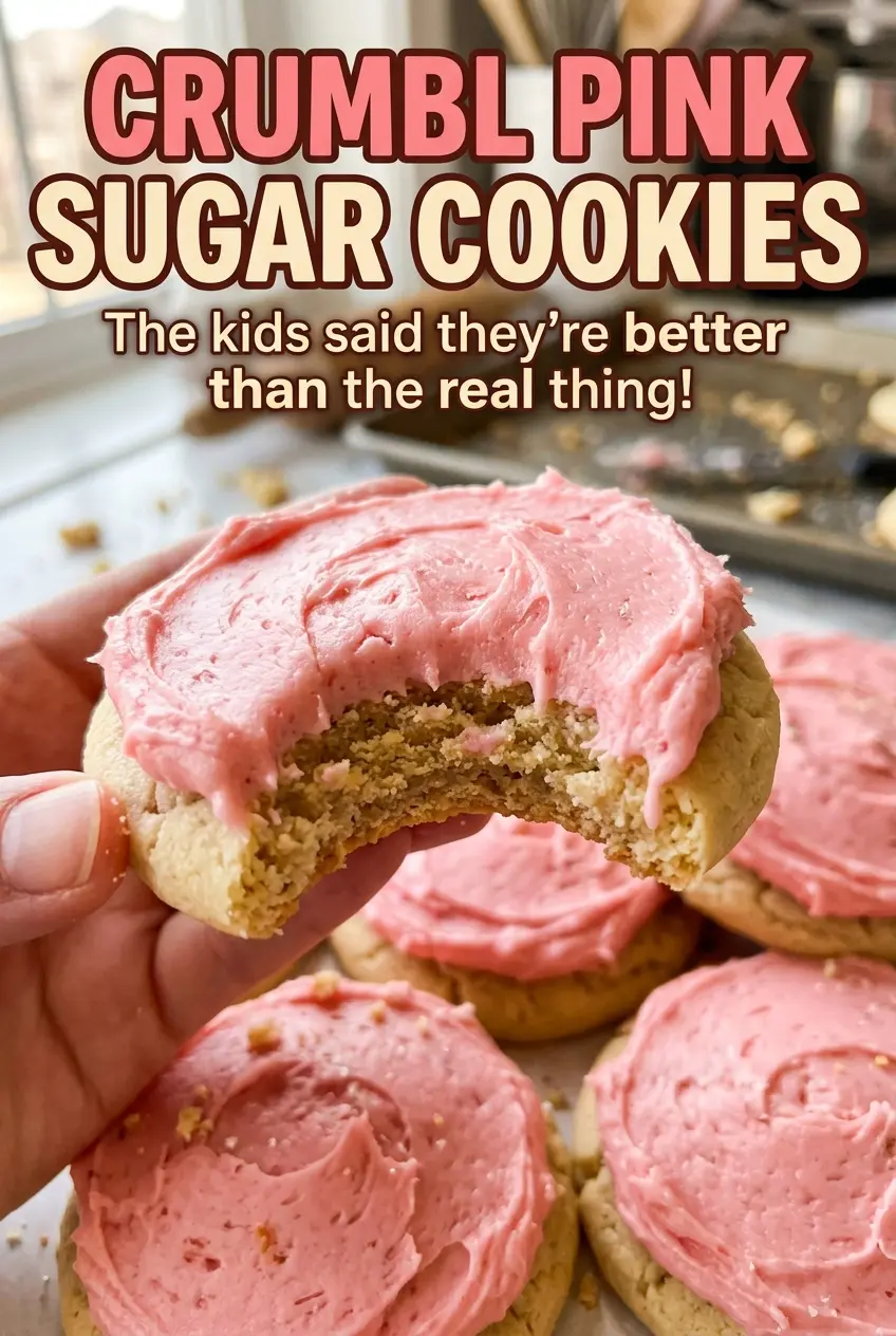 Crumbl Pink Sugar Cookies with pink almond frosting