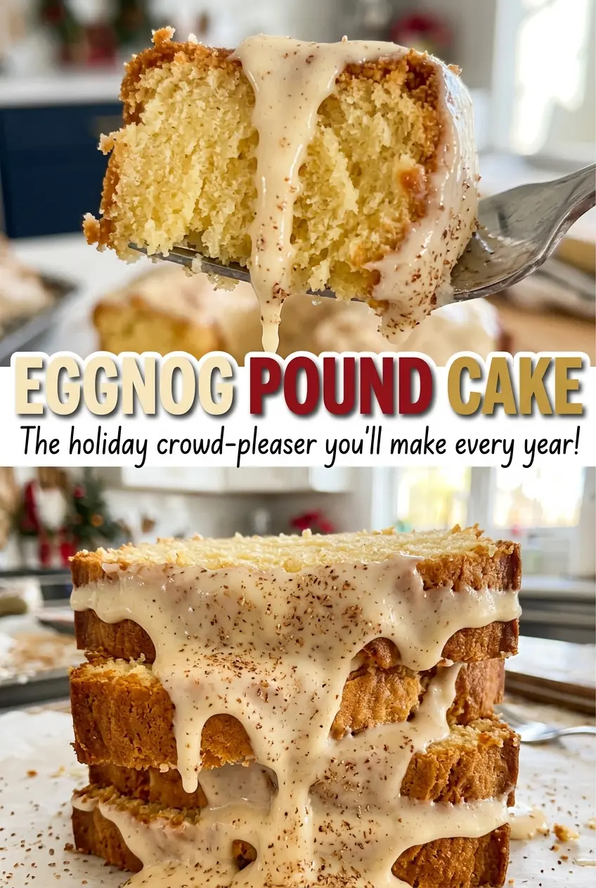 Eggnog Pound Cake glazed golden Bundt
