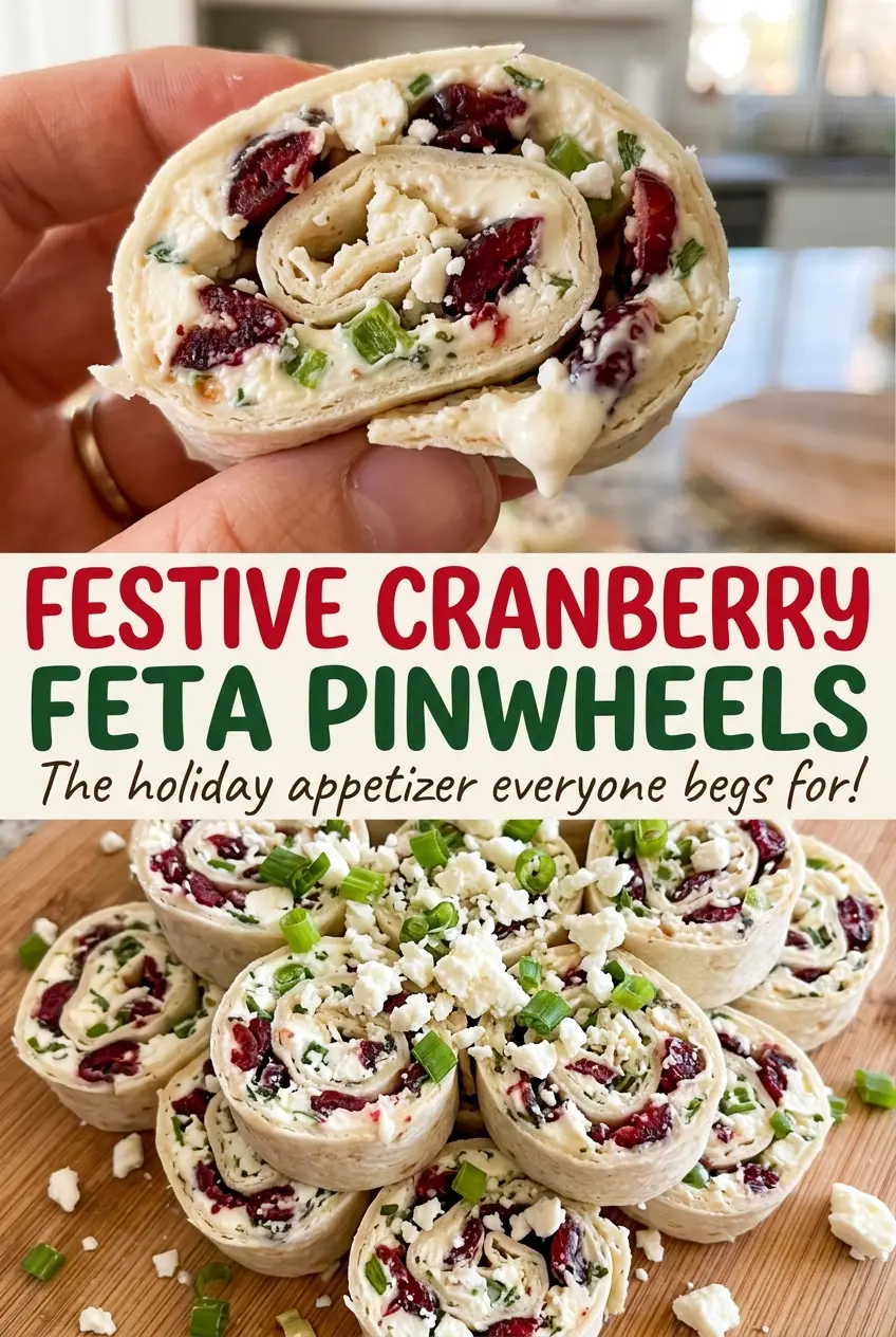 Festive Cranberry Feta Pinwheels flaky golden spirals
