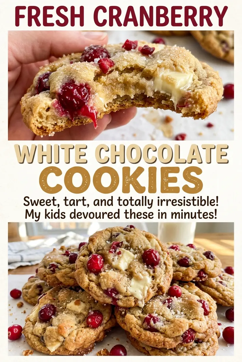 Fresh Cranberry White Chocolate Cookies, tart fruity centers